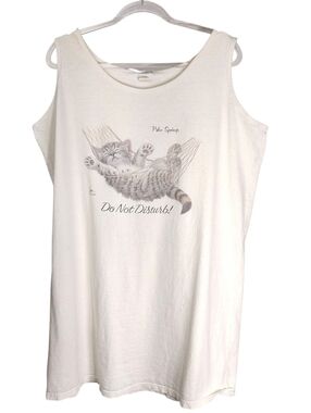 Vintage 90s Tank Top Womens XL Cat Kitten Palm Springs Summer Desert Vacation